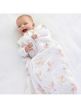 Pottery Barn Kids Mila wearable blanket featuring a unicorn and horse pattern S